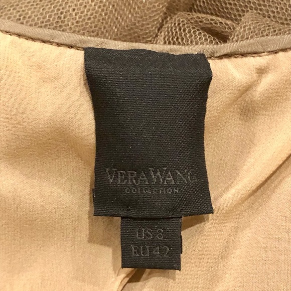 VERA WANG COLLECTION Taupe & Black Mesh Babydoll Dress 4 $1K - Picture 8 of 9